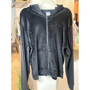 Victoria's Secret PINK Velour Full-Zip Jacket Black Size XL 10-14